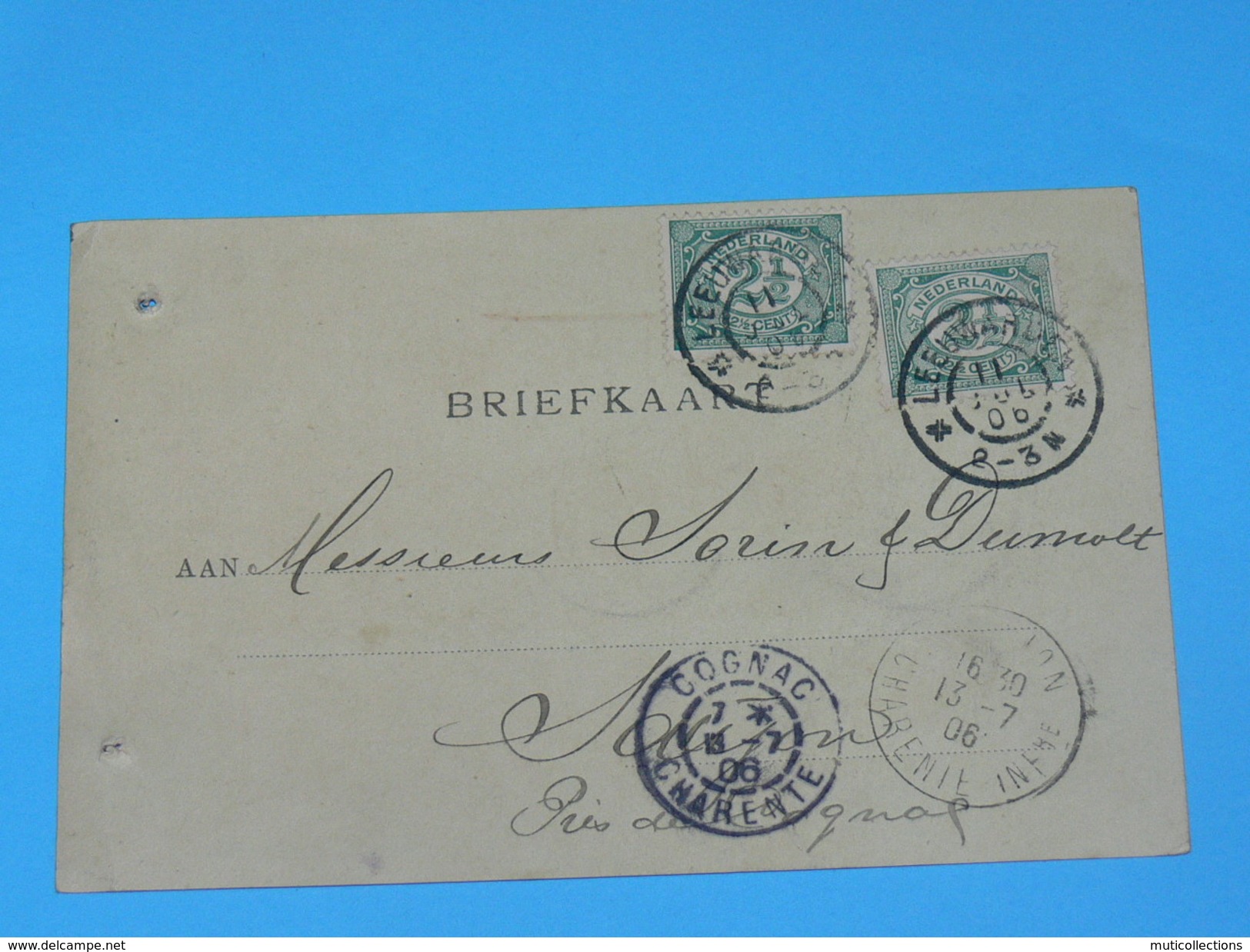 ENTIER POSTAL /Briefkaart G.30  / CARTE POSTALE 1887 / DE LEUWARDEN Yvd MEULEN&CIE/ A SAUJON  / COGNAC DOMAINE MORTIER / - Brieven En Documenten