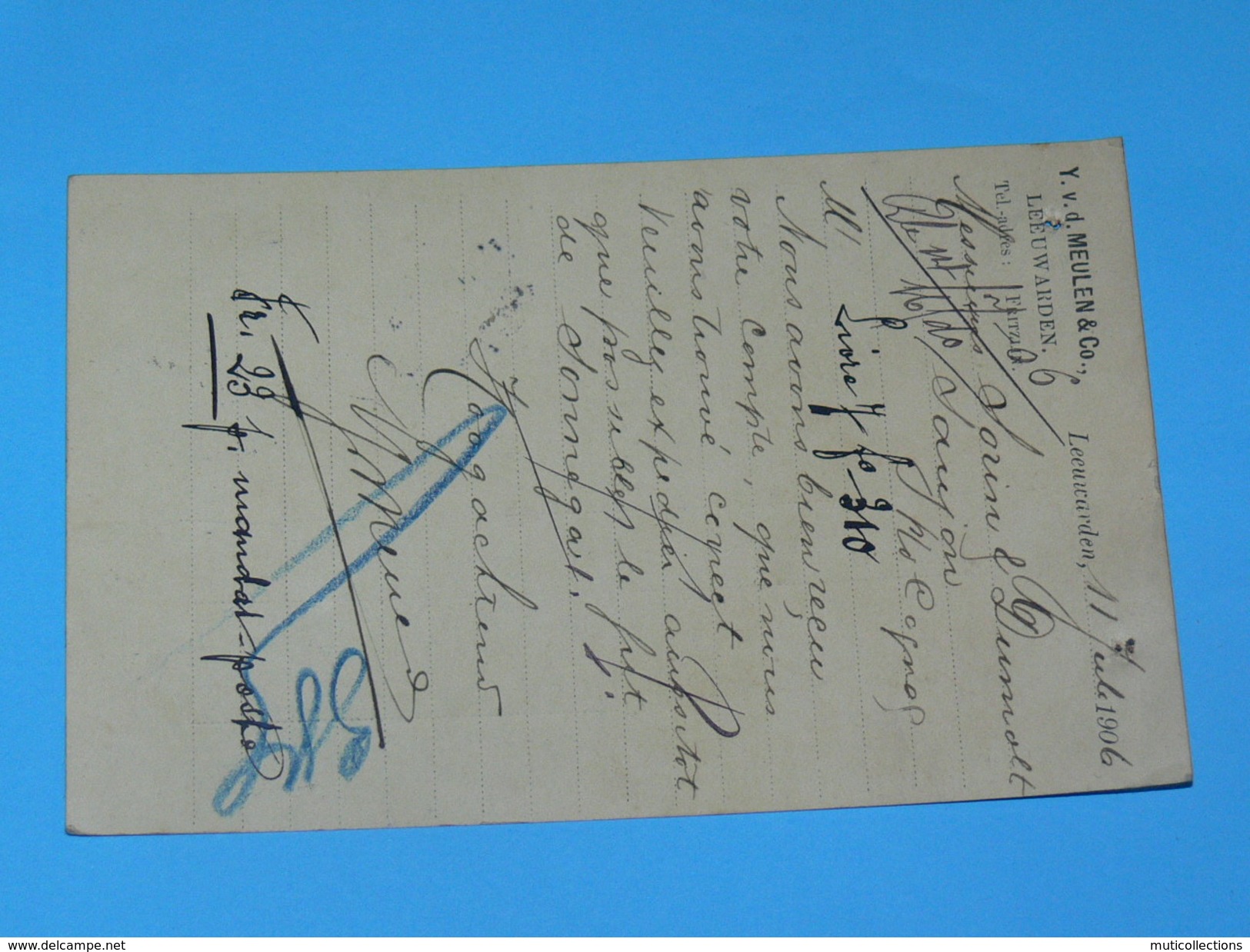 ENTIER POSTAL /Briefkaart G.30  / CARTE POSTALE 1887 / DE LEUWARDEN Yvd MEULEN&CIE/ A SAUJON  / COGNAC DOMAINE MORTIER / - Brieven En Documenten