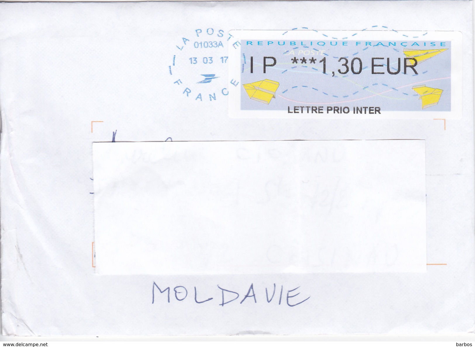 France To Moldova  , 2017, Used Cover - Brieven En Documenten