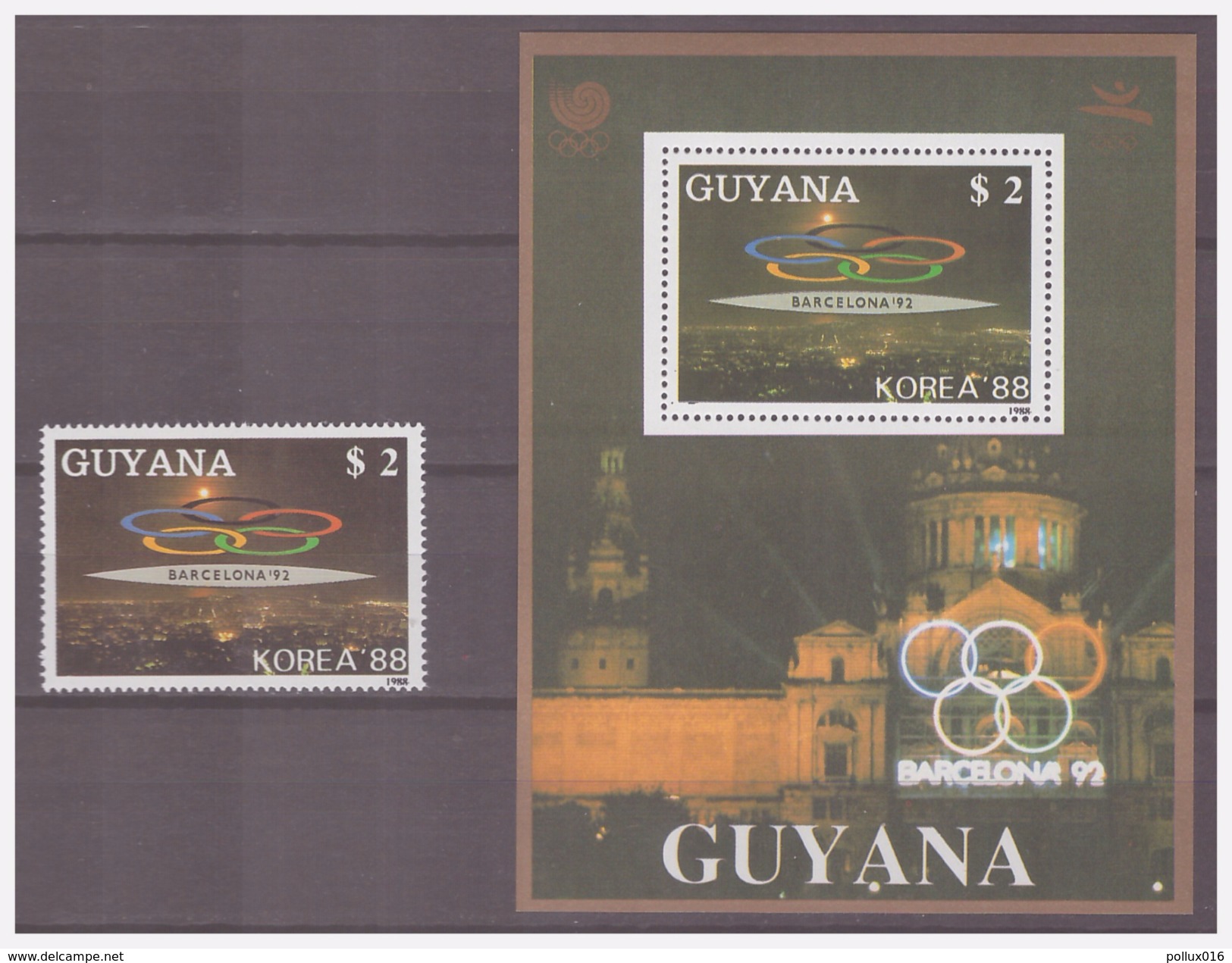 741 Guyana 1988 Olympics Barcelona 1992 Stadium + S/S MNH - Sommer 1992: Barcelone