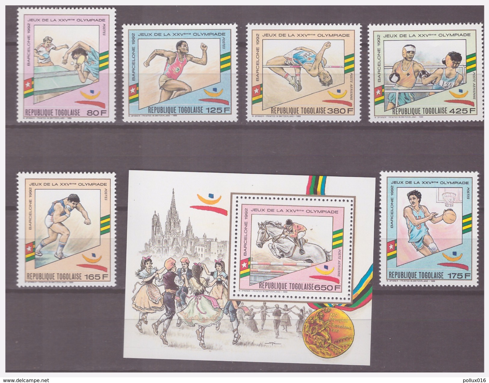 749 Togolaise Olympics Barcelona 1992 Athletic Boxing Basketball Tabletennis + S/S MNH - Sommer 1992: Barcelone