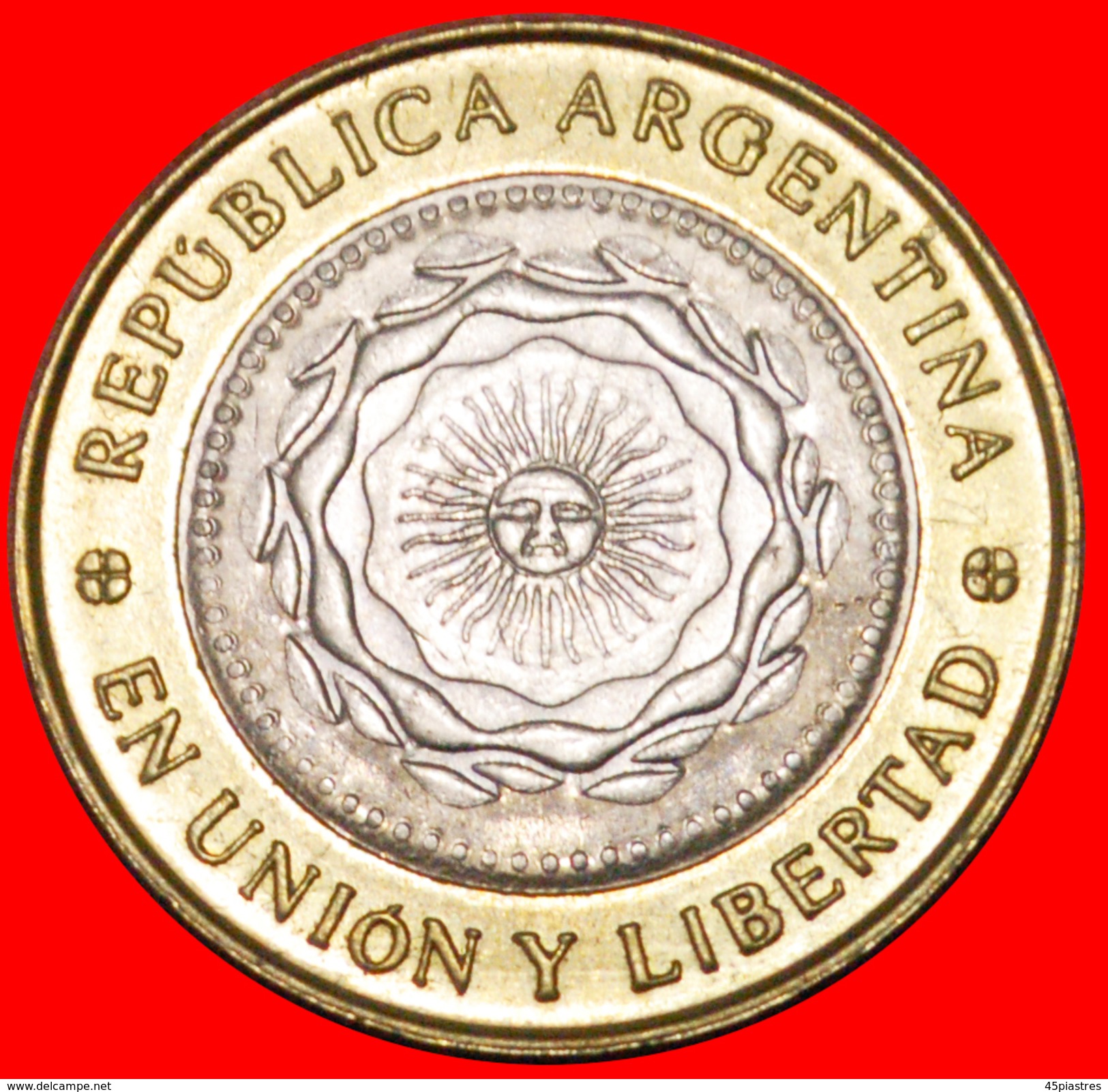 § SUN: ARGENTINA &#x2605; 2 PESO 2014 MINT LUSTER! LOW START&#x2605; NO RESERVE! - Argentine