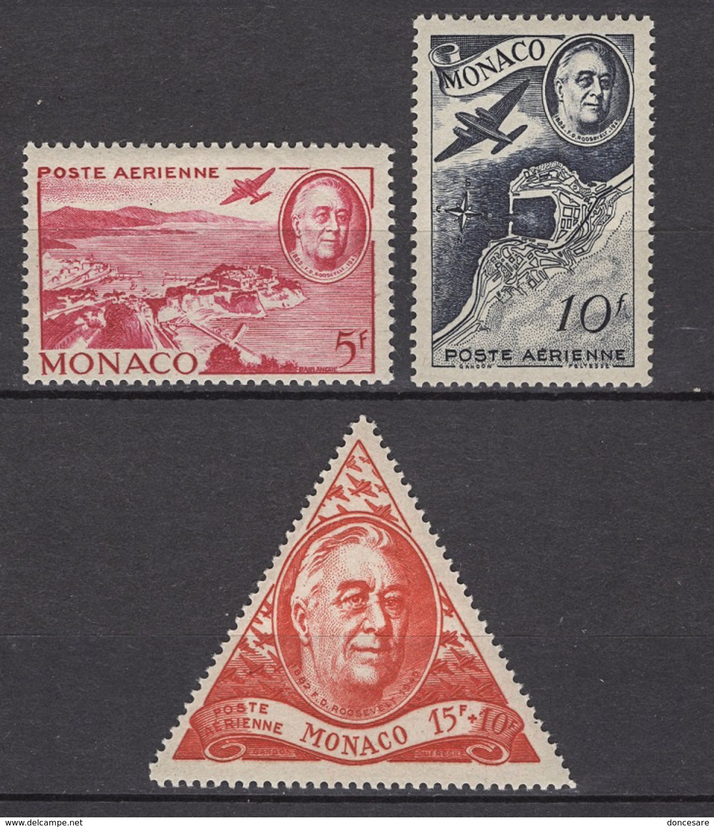 MONACO 1946 SERIE N° 19 A 21 - 3 PA NEUFS* /C037 - Airmail