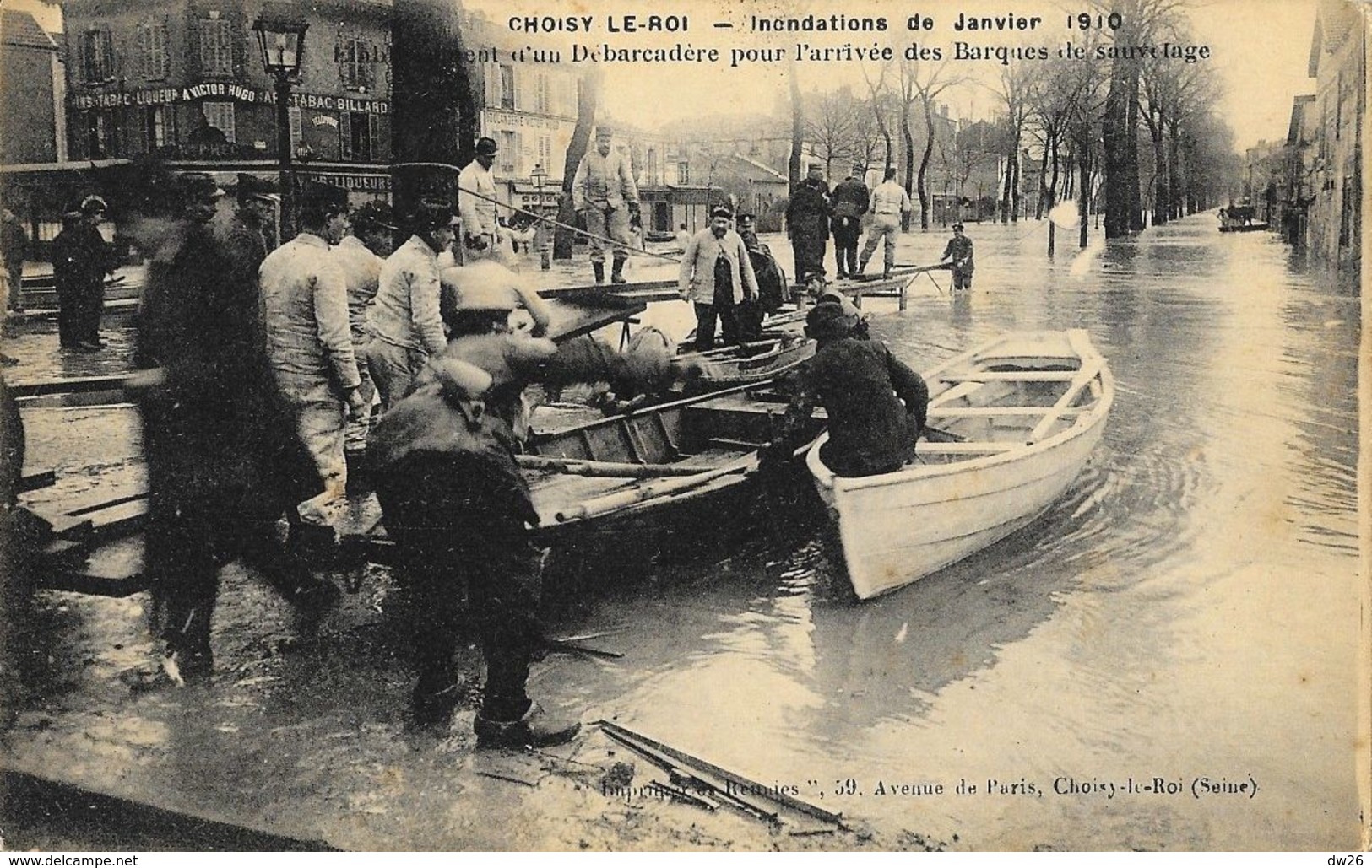 Choisy Le Roi - Inondation De Janvier 1910: Etablissement D'un Débarcadère (barques De Sauvetage) - Carte Non Circulée - Überschwemmungen