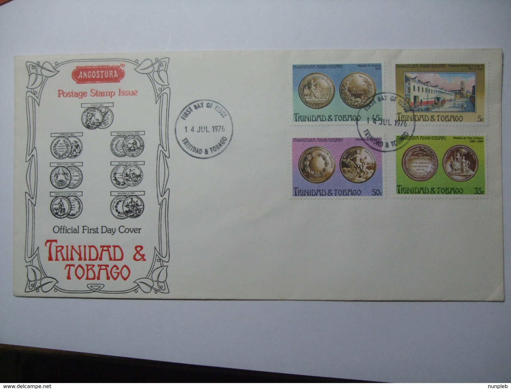 TRINIDAD & TOBAGO 1976 ANGOSTURA ANNIVERSARY FDC - Trinidad & Tobago (1962-...)