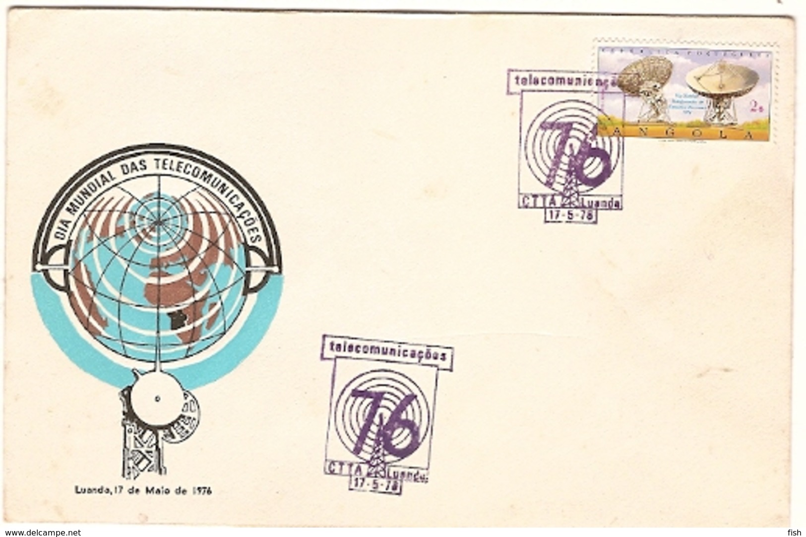 Angola & FDC Overseas, Via Satelite, Inauguration Of Earth Stations, Luanda 1976 (581) - Telekom