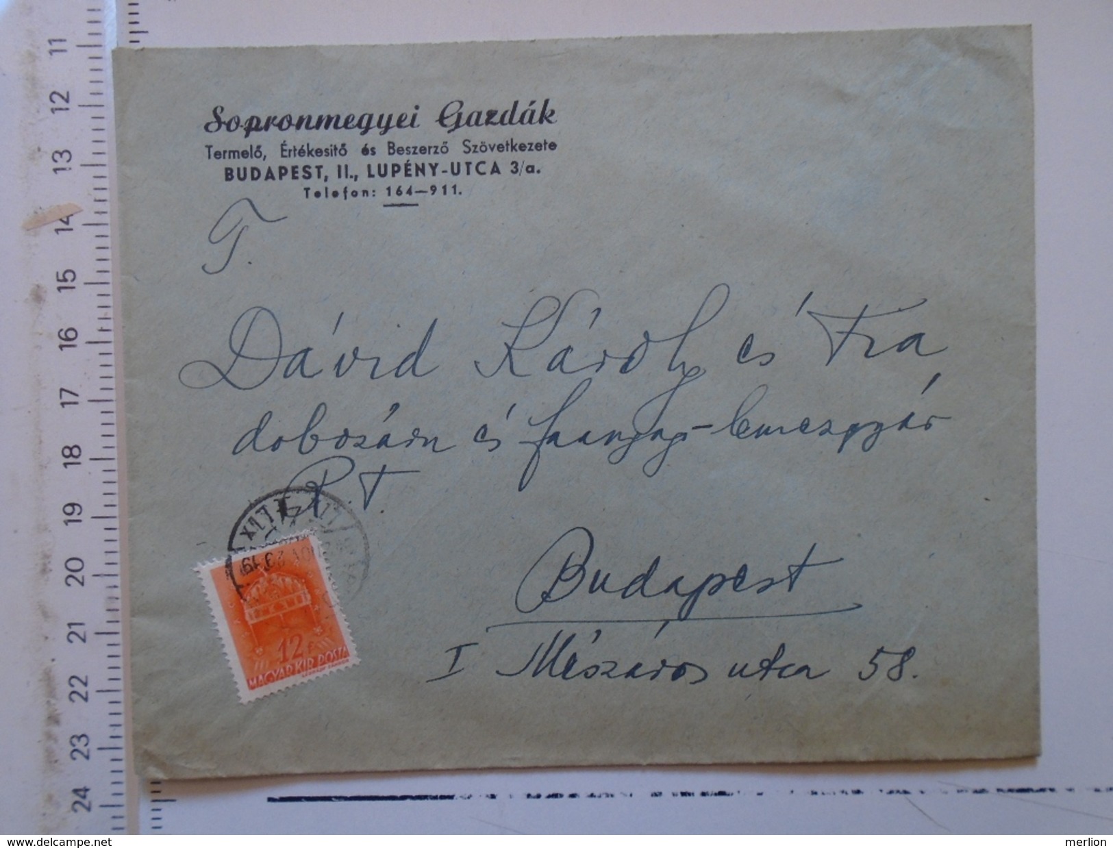 D149841 Hungary    Cover  -    Budapest -Sopron Sopronmegyei Gazdak  - 1942 - Covers & Documents