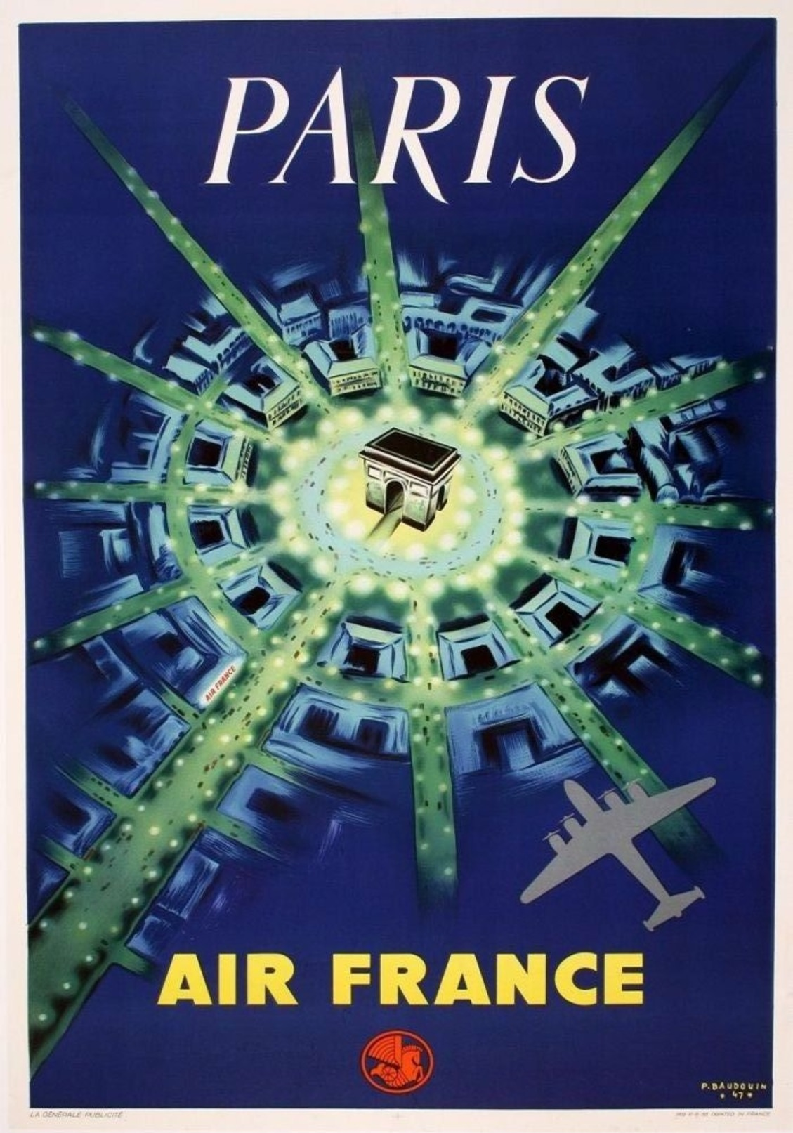 Air France Paris 1947 - Postcard - Poster Reproduction - Publicité