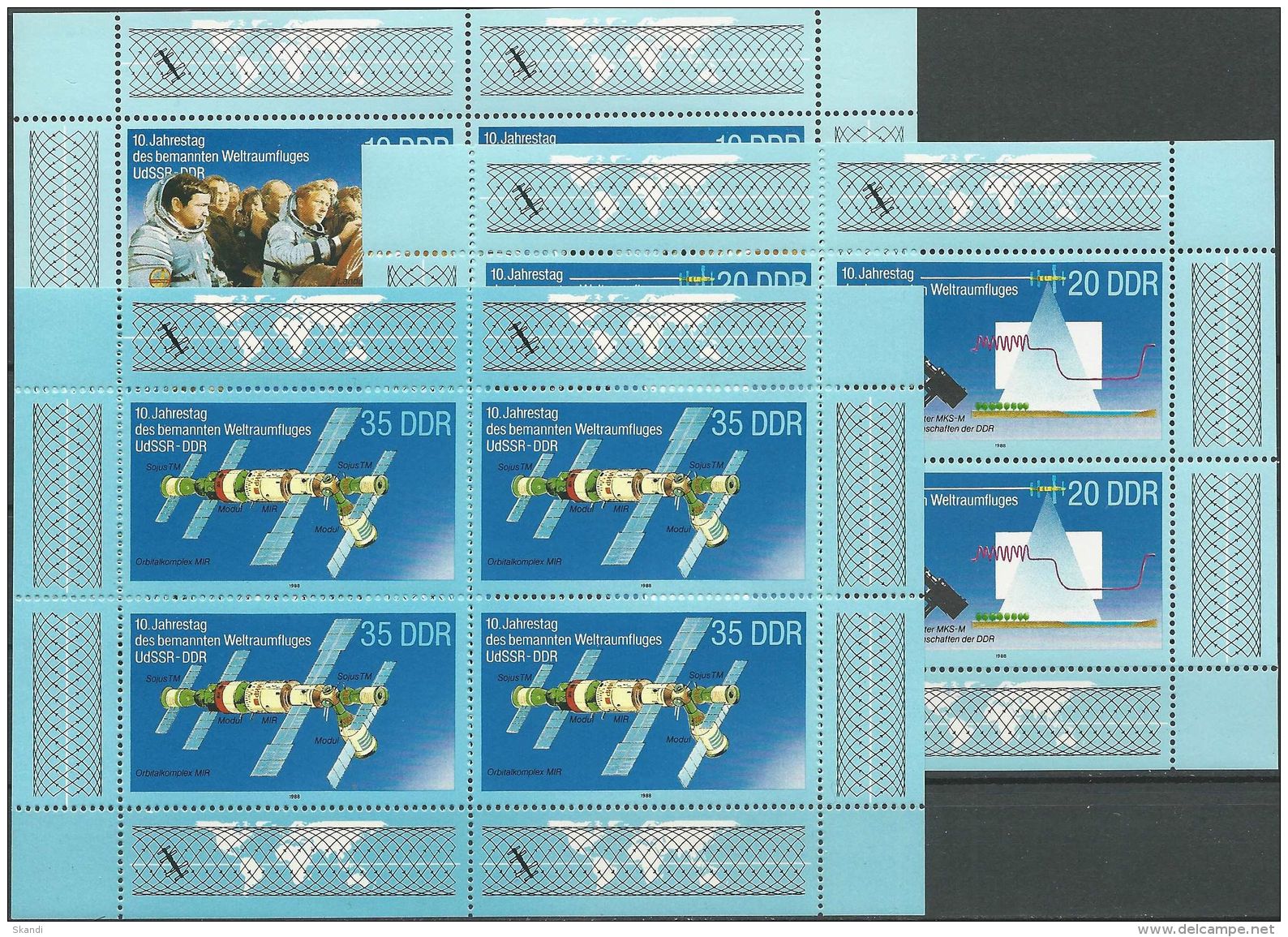 DDR 1988 Mi-Nr. 3190/92 Kleinbögen ** MNH - 1981-1990