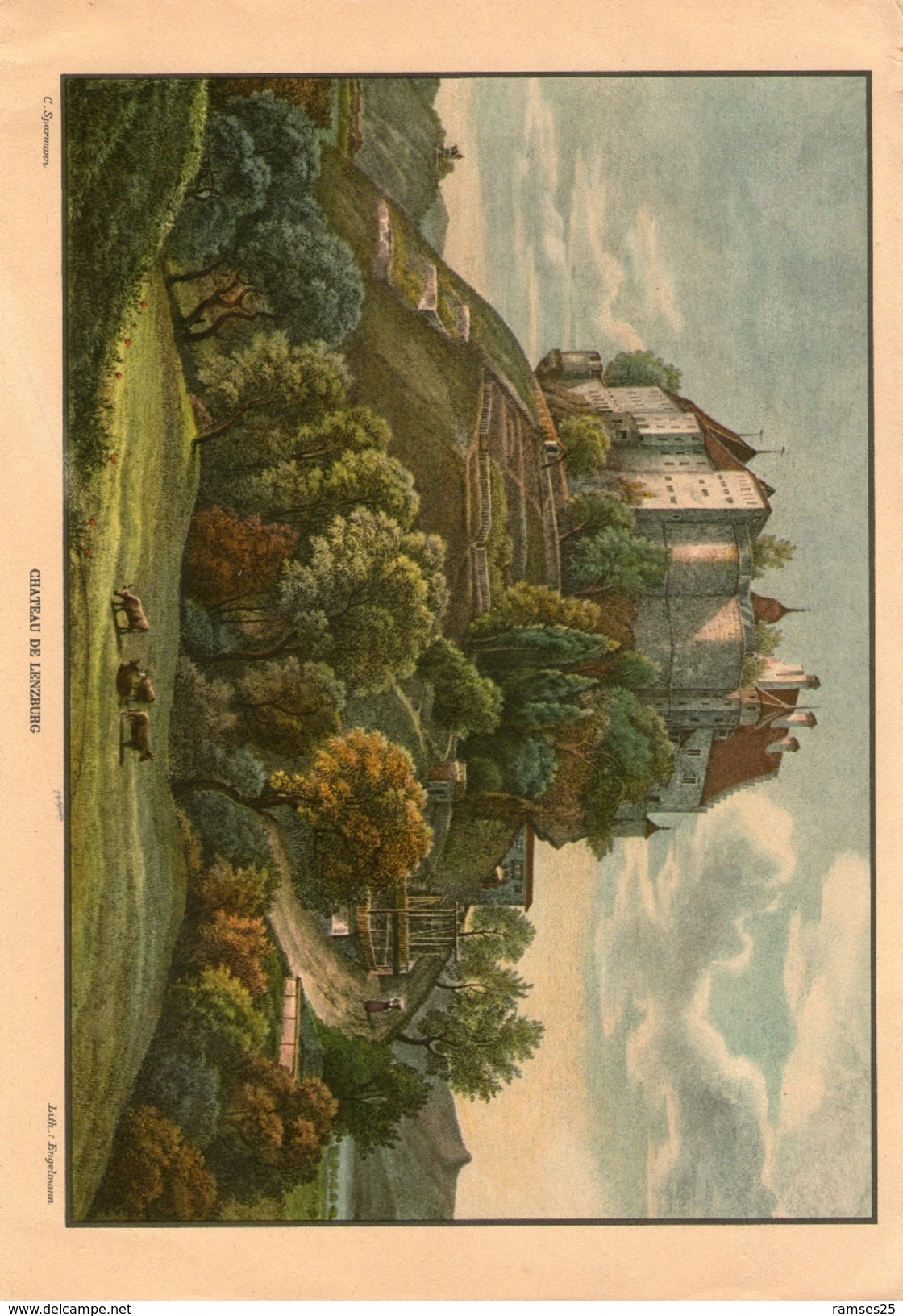 Chateau De Lenzburg Veritable Gravure De 1940 Engelmann (23cm X 16 Cm) Bon Etat - Lenzburg