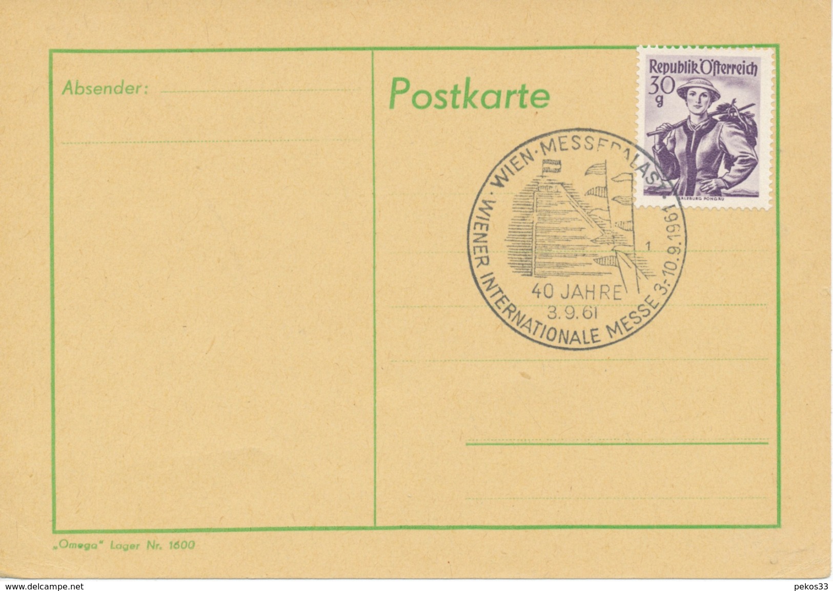 ÖSTERREICH - Sonderstempel - 40 Jahre  Wiener Internationale Messe 3.10.1961 - Maschinenstempel (EMA)