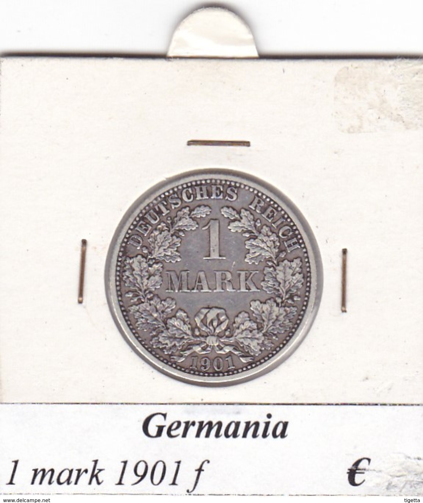 GERMANIA  1 MARK  1901 LETTERA F  COME DA FOTO - 1 Mark