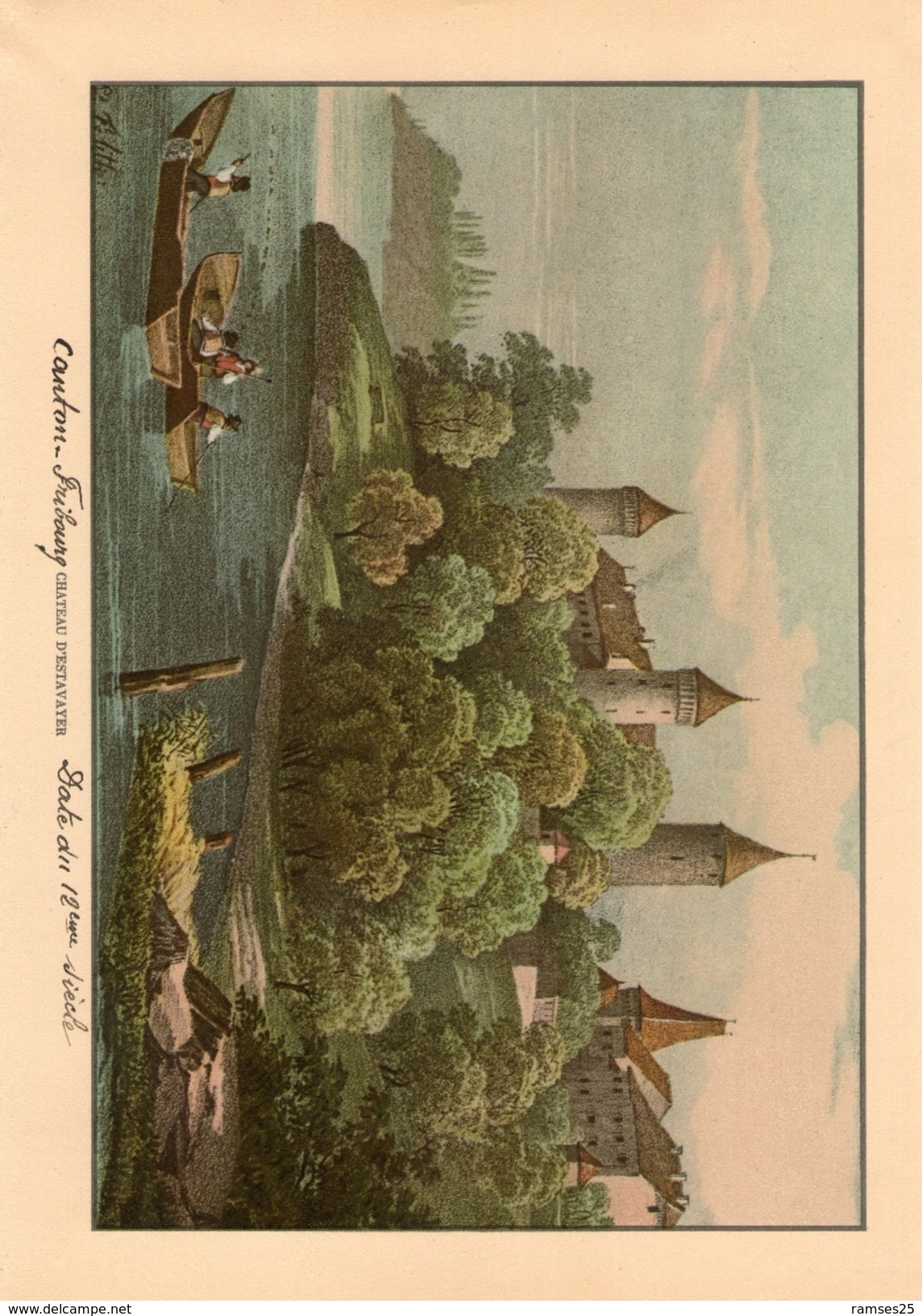 Chateau De Estavayer Veritable Gravure De 1941 (23cm X 16 Cm) Bon Etat - Estavayer