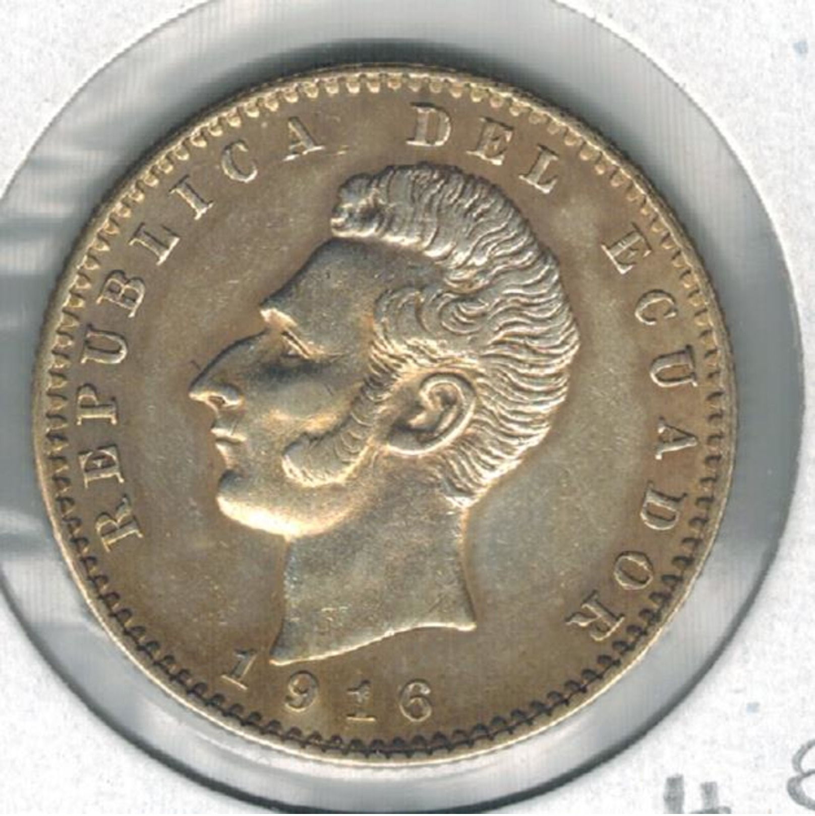 Ecuador 2 Decimos De Sucre 1916, XF , Silver Coin. - Ecuador