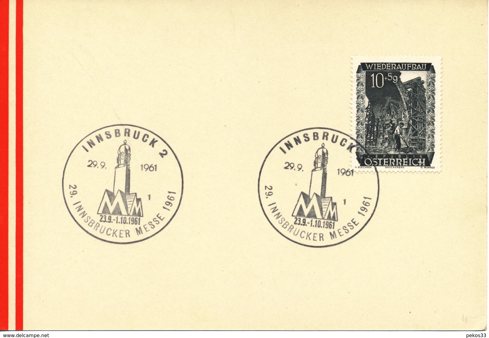 ÖSTERREICH - Sonderstempel - Mi,Nr,  858       29.9,1961   Innsbrucker Messe - Maschinenstempel (EMA)