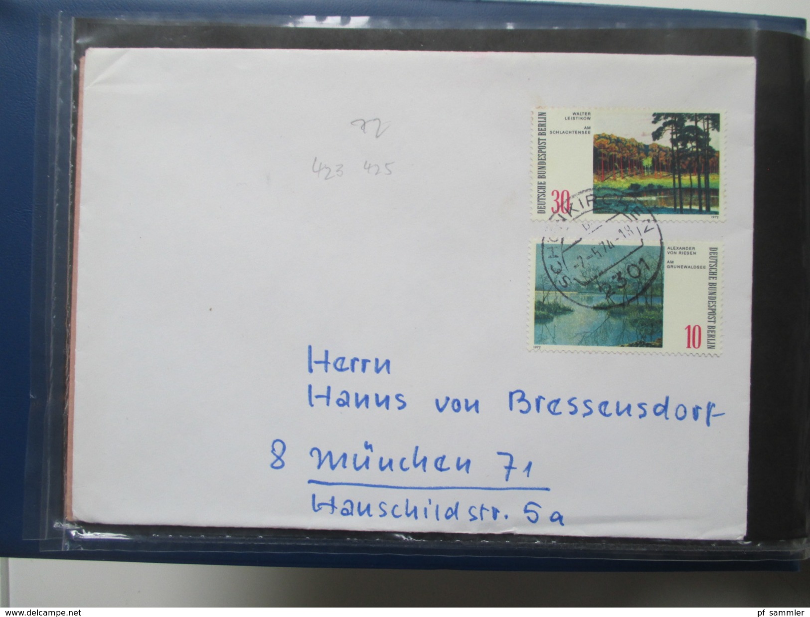 Berlin Belegesammlung 100 Briefe.Bedarf / FDC 1972-1975. Interessante Stücke / Stöberposten! Bund / Berlin Stempel. ATM - Sammlungen (im Alben)