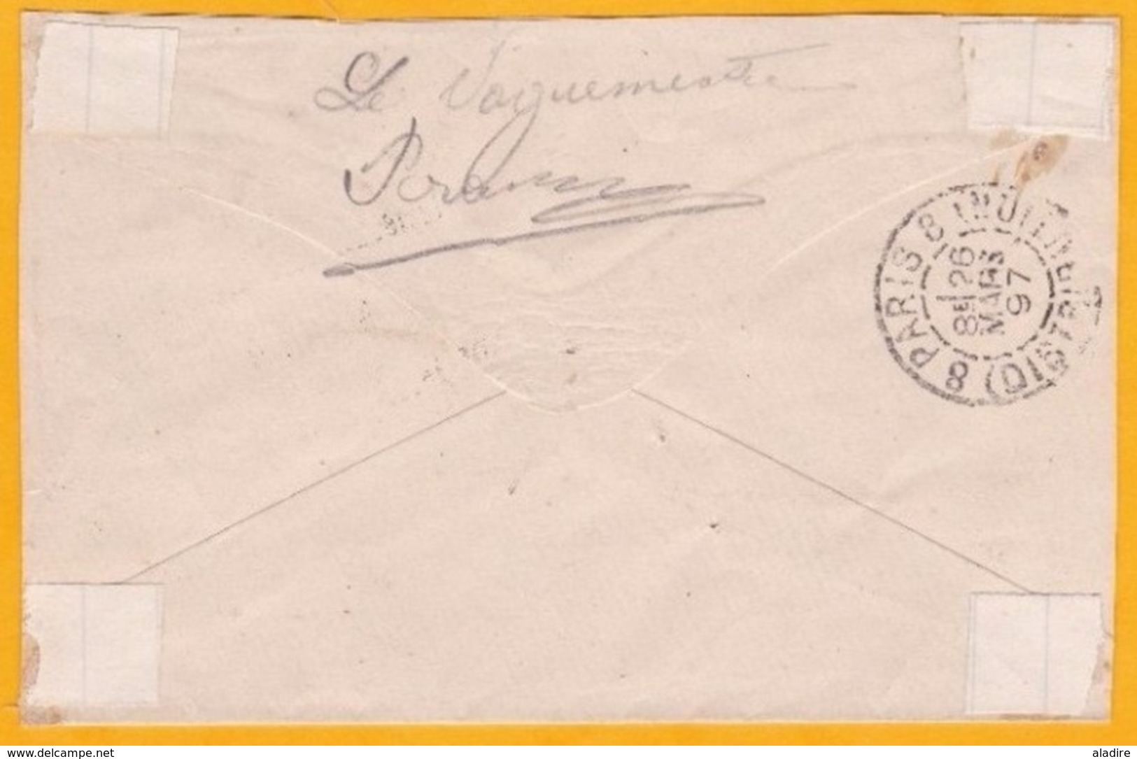 1897 - Enveloppe Vers Paris, France - Corps D' Occupation De Madagascar - Franchise Militaire Cad Arrivée ,Paris Distrib - Lettres & Documents