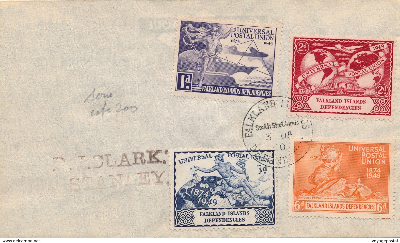Lettre Falkland Islands Serie Universal Postal Union 1849 - Falkland