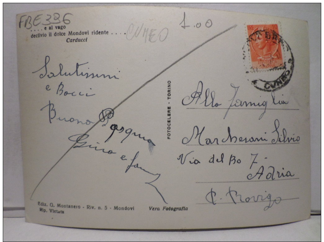 FBE,COLL.CARTOLINA POSTALE,POSTCARD,EUROPA,ITALIA,PIEMONTE,MONDOVì,AFFRANCATA,ANIMATA,PANORAMICA - Cuneo