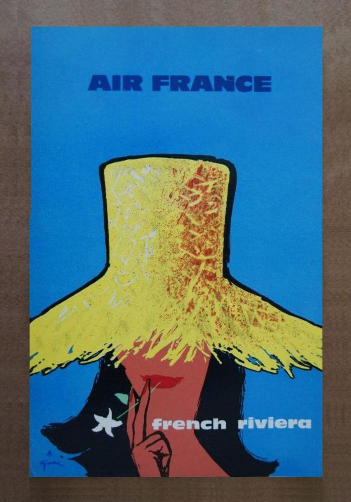 Air France French Riviera 1960s - Postcard - Poster Reproduction - Publicité