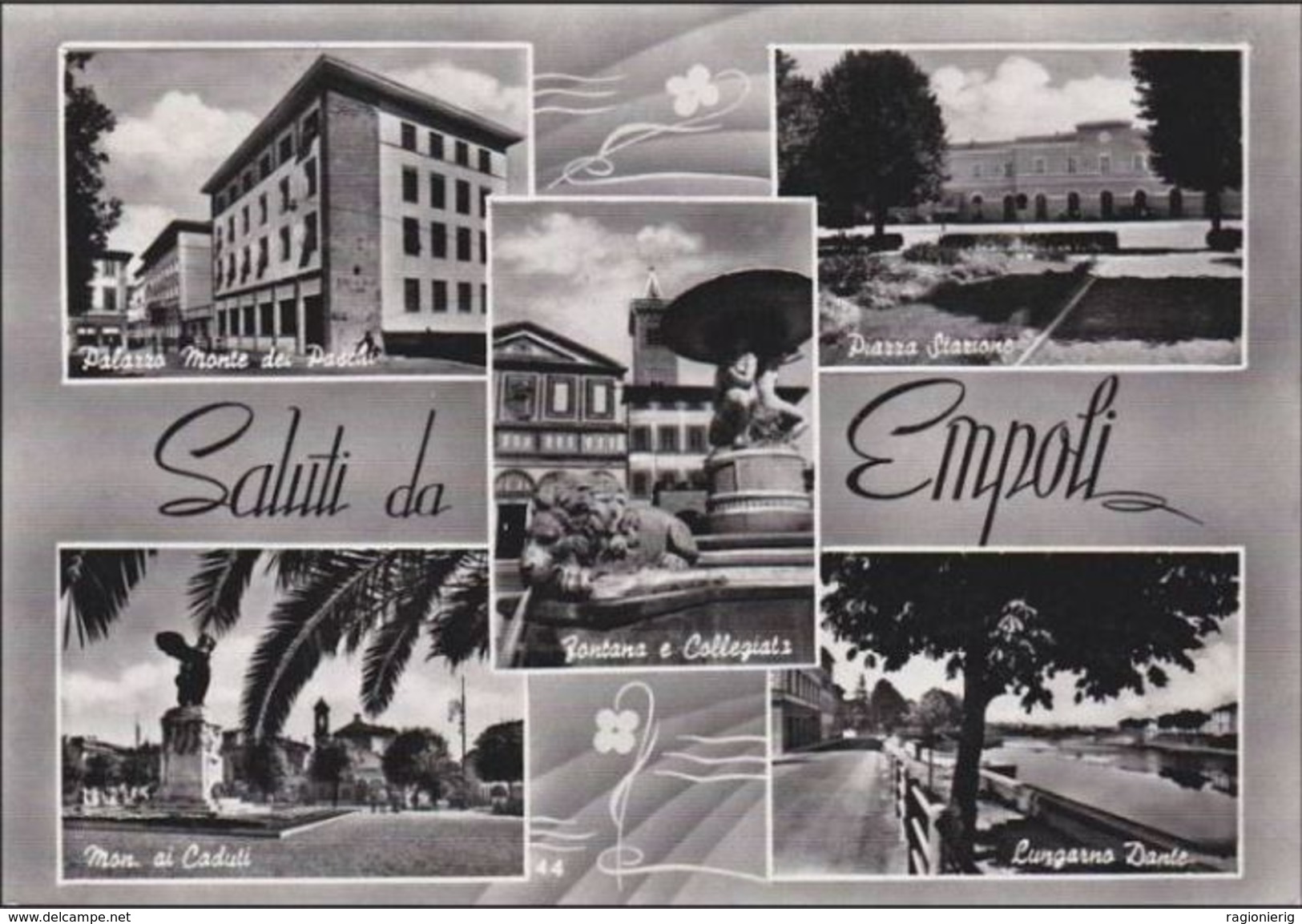 FIRENZE - Saluti Da Empoli - 5 Vedute - Stazione - Lungarno - Collegiata - Palazzo Monte Dei Paschi Di Siena - 1958 - Empoli