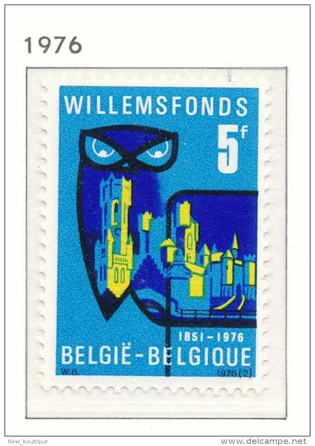 NB- [1796] Belgique 1976, Willemsfonds, Hiboux Stylisé, SNC - Eulenvögel