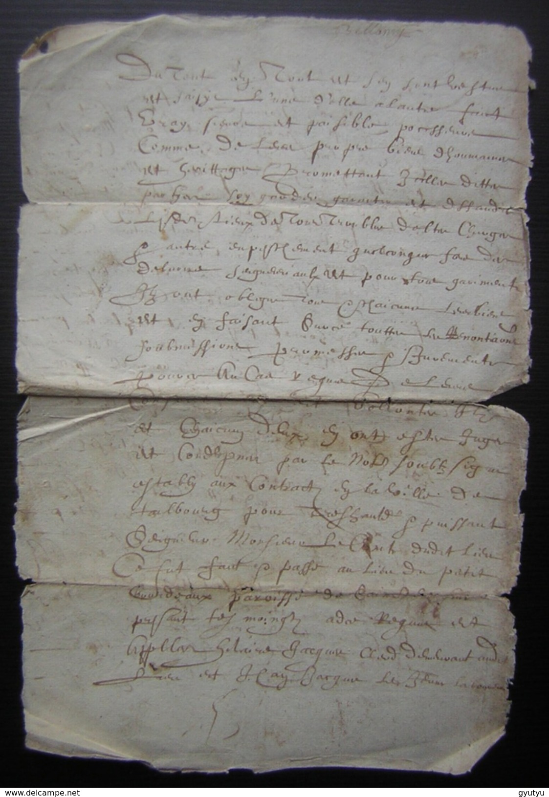 16?? Paroisse D'Aumagne Charente Document Famille Brahomet à Déchiffrer - Manuscripten