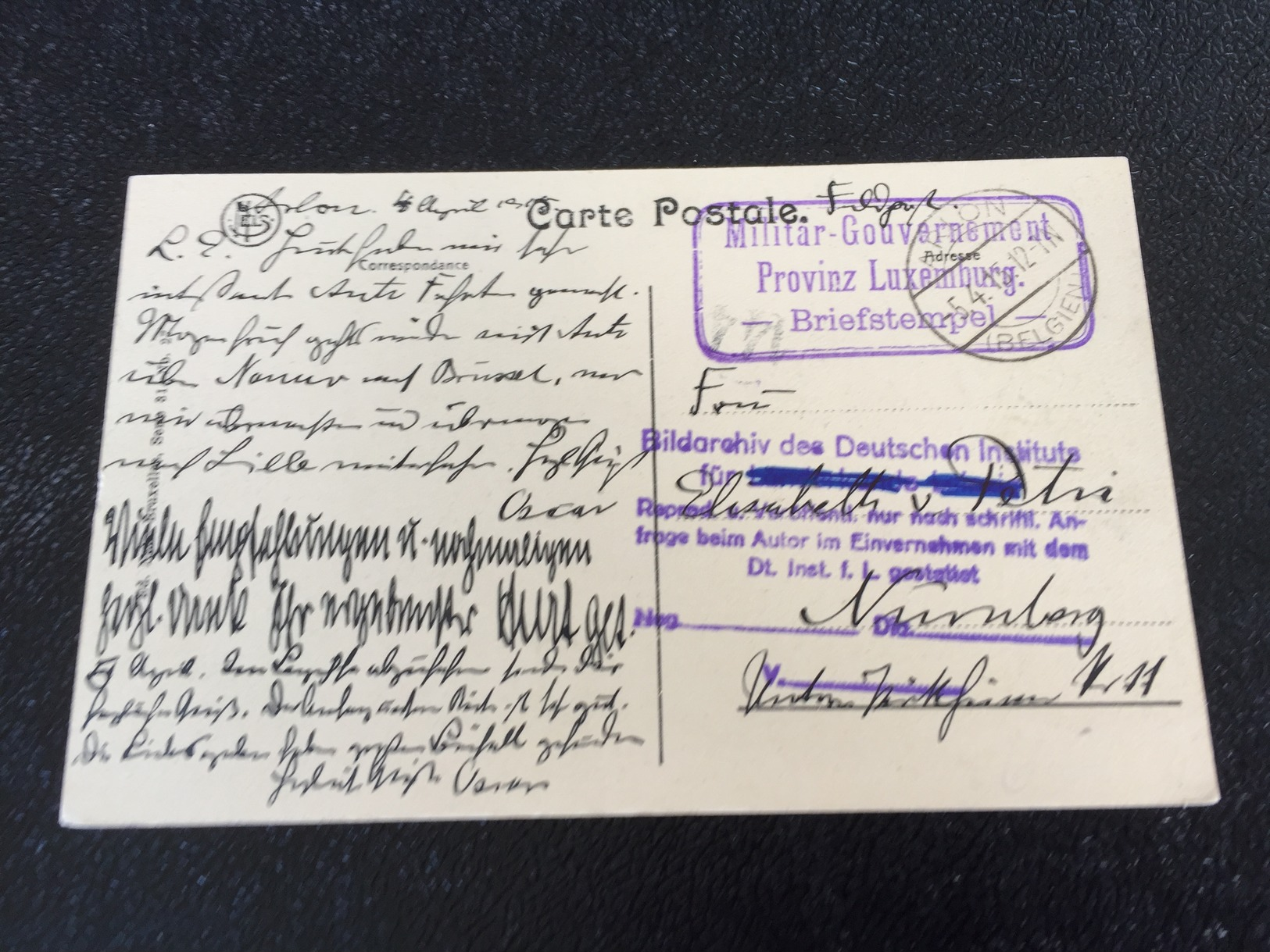 Feldpost 1.WK  MILITÄR-GOUVERNEMENT PROVINZ LUXEMBURG  ARLON 1915 - Briefe U. Dokumente