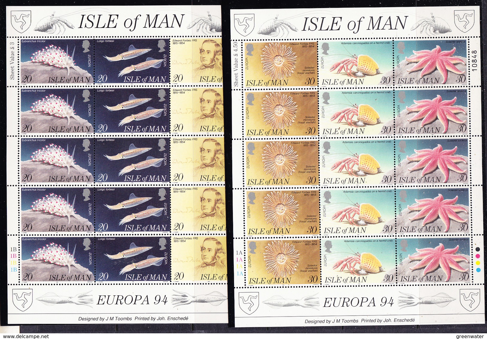 Europa Cept 1994 Isle Of Man 6v In 2 Sheetlets ** Mnh (F6312) - 1994