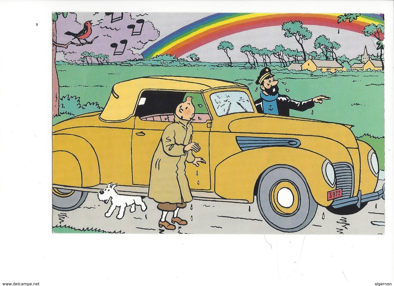 16919 - Tintin  Capitaine Haddock Milou Et Voiture Jaune (format 10X 15) - Bandes Dessinées