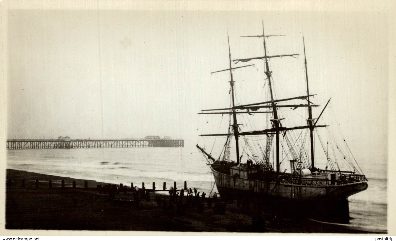 REAL PHOTO  POSTCARD IDUN WRECKED AT SOUTHWOLD 1912   BARCO BOAT Voilier - Velero Sailboat - Veleros