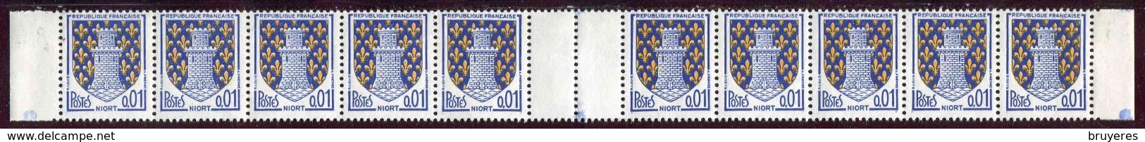 Bande De 10 Timbres**  De 1962-65 "1 C. - Blason De Niort" Avec Pont - Ongebruikt