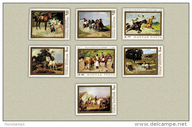 Hungary 1979. Animals / Paintings - Horses Complete Set MNH (**) Michel: 3362-3368 / 4.50 EUR - Unused Stamps