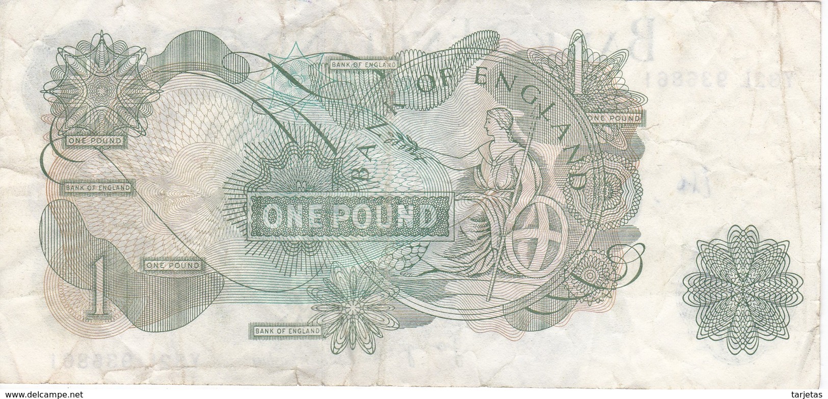 BILLETE DE REINO UNIDO DE 1 POUND DE LOS AÑOS 1960 A 1964   (BANKNOTE) - 1 Pond