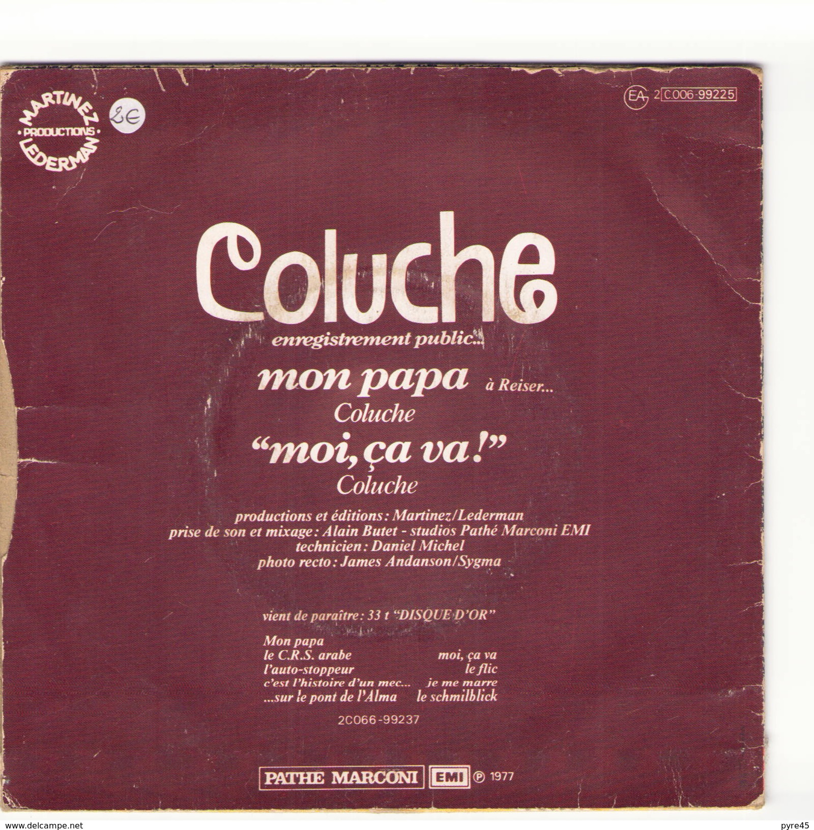 COLUCHE MON PAPA / MOI CA VA PATHE 2C00699225 - Comiques, Cabaret
