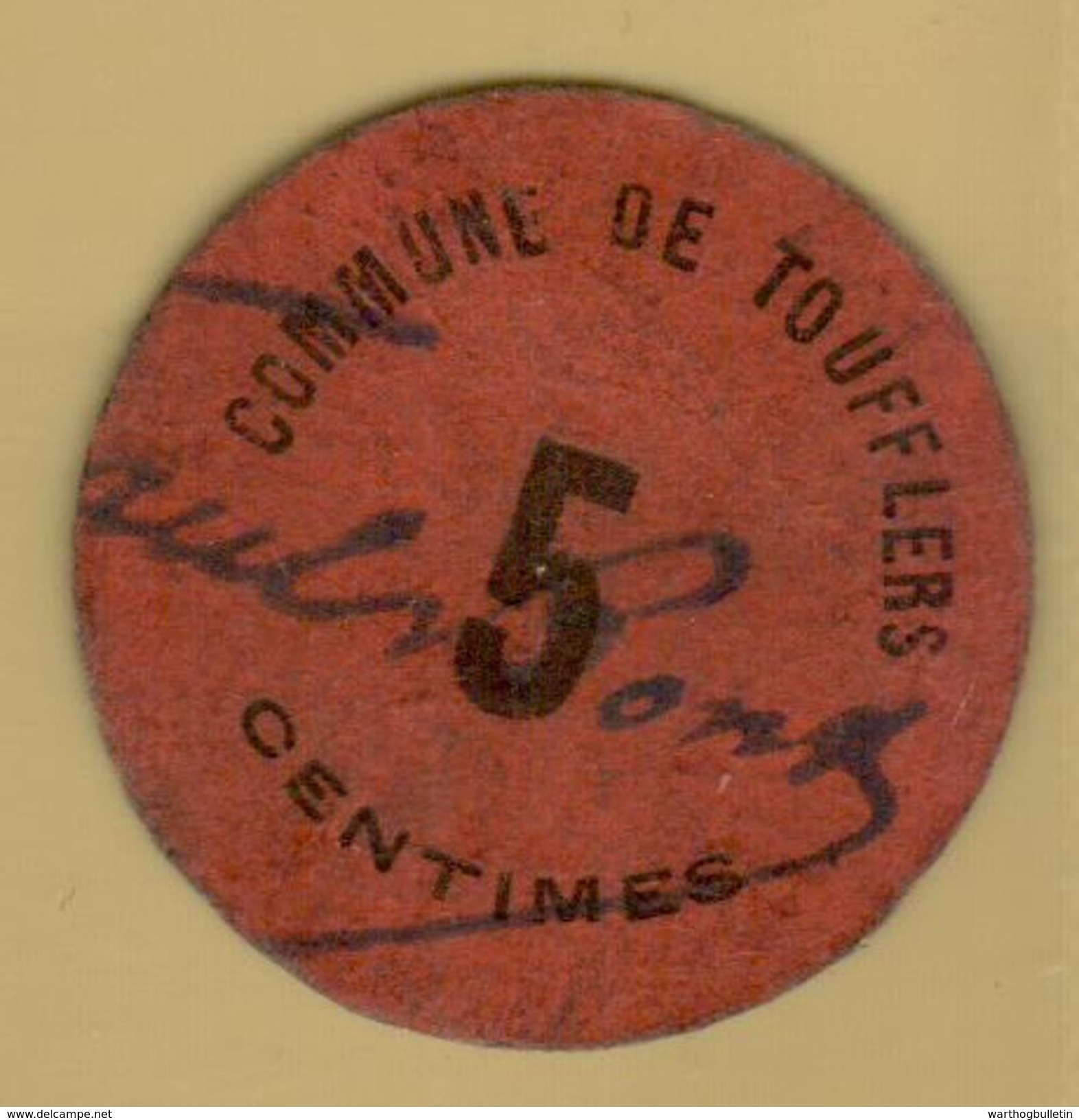 WW1 France Toufflers 5 Centimes Circulated - Bons & Nécessité