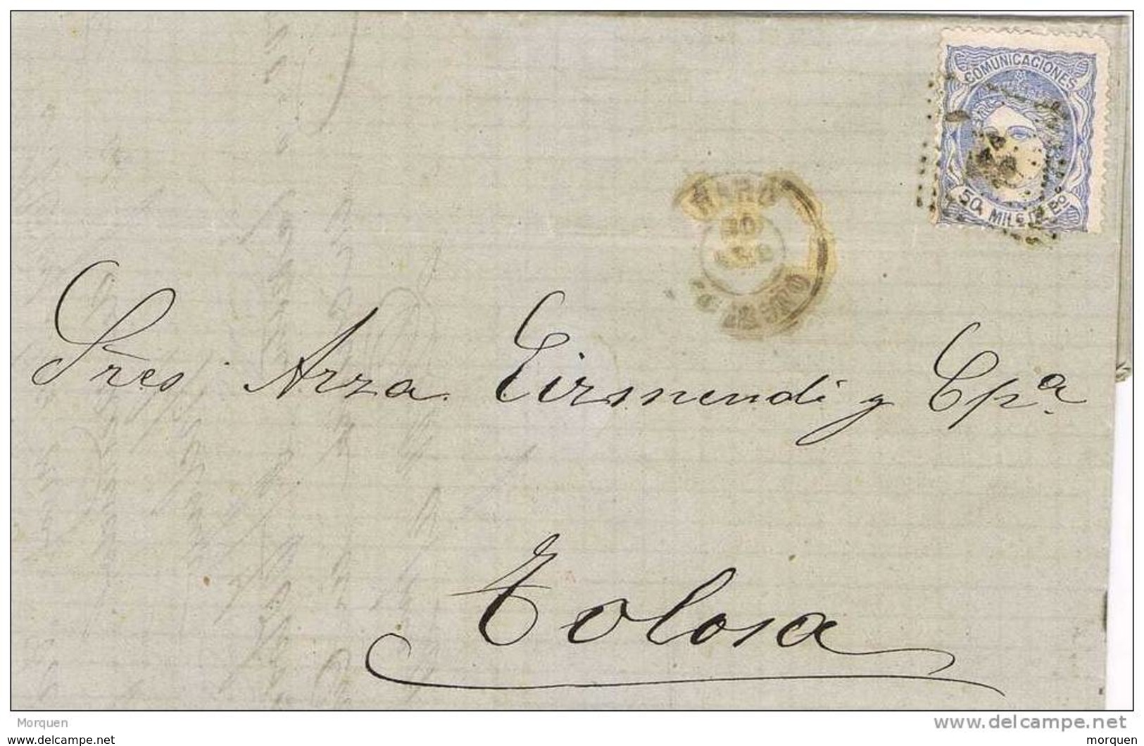 24412. Carta Entera HARO (Logroño)  1871. Alegoria De España - Cartas & Documentos