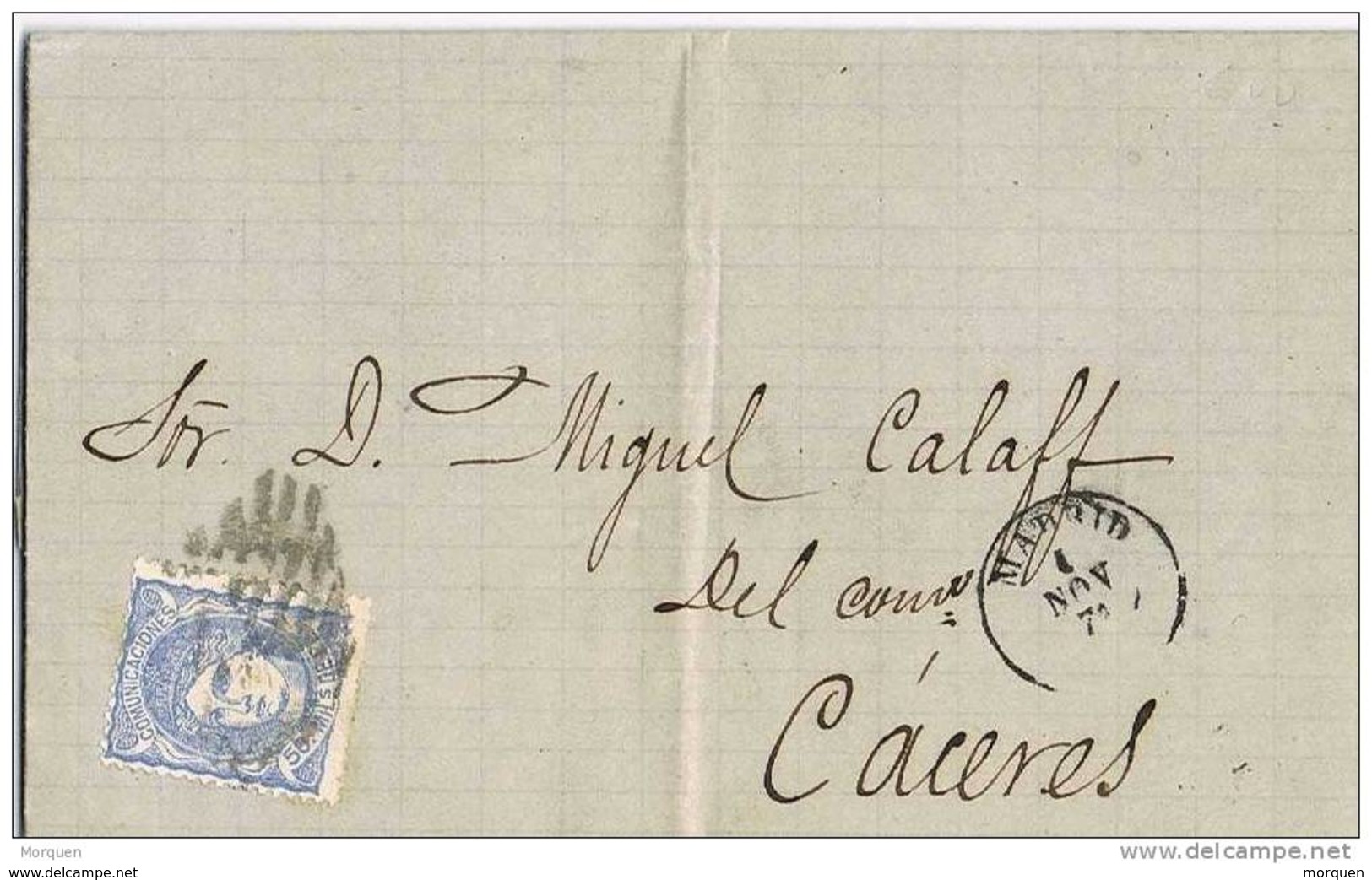 24414. Carta Entera MADRID 1871. Parrilla De Madrid. Alegoria España - Cartas & Documentos