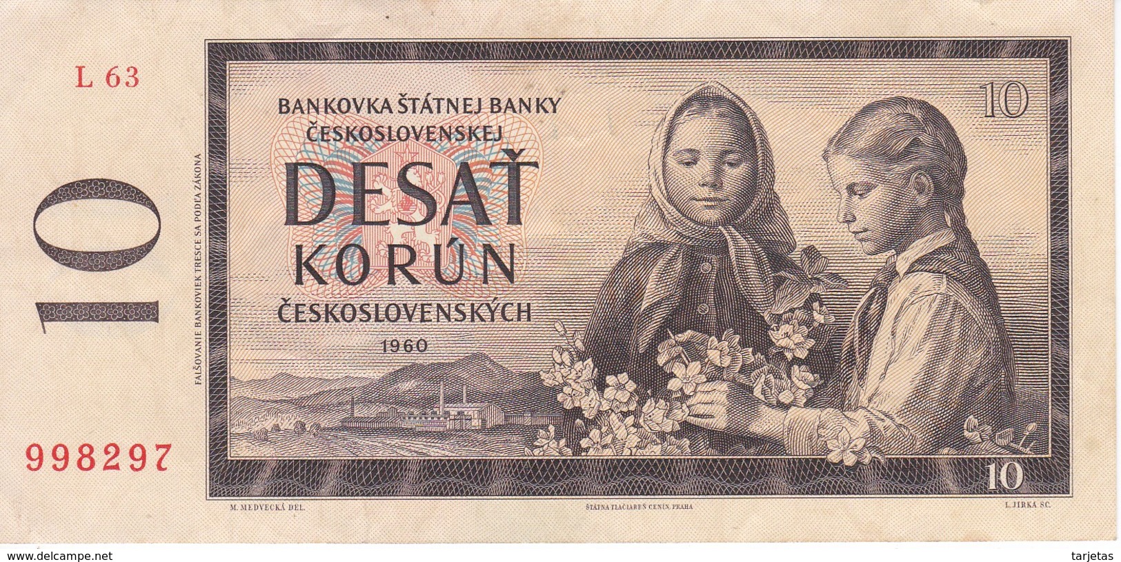 BILLETE DE CHECOSLOVAQUIA DE 10 KORUN DEL AÑO 1960  (BANKNOTE) - Checoslovaquia