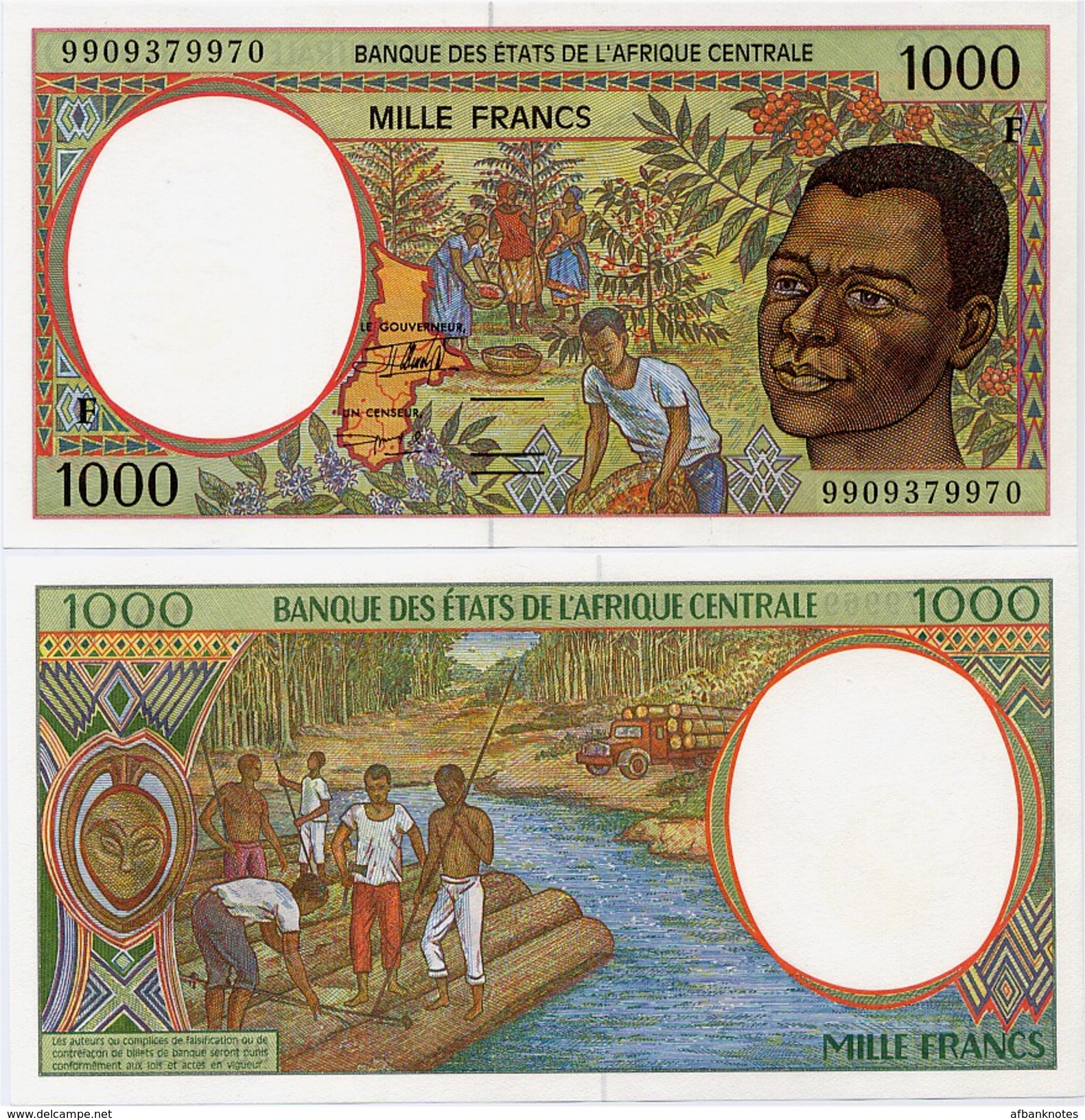 CENTRAL AFRICAN STATES   F: C.Afr.Rep.    1000 Francs     P-302Ff       (19)99     UNC - Stati Centrafricani