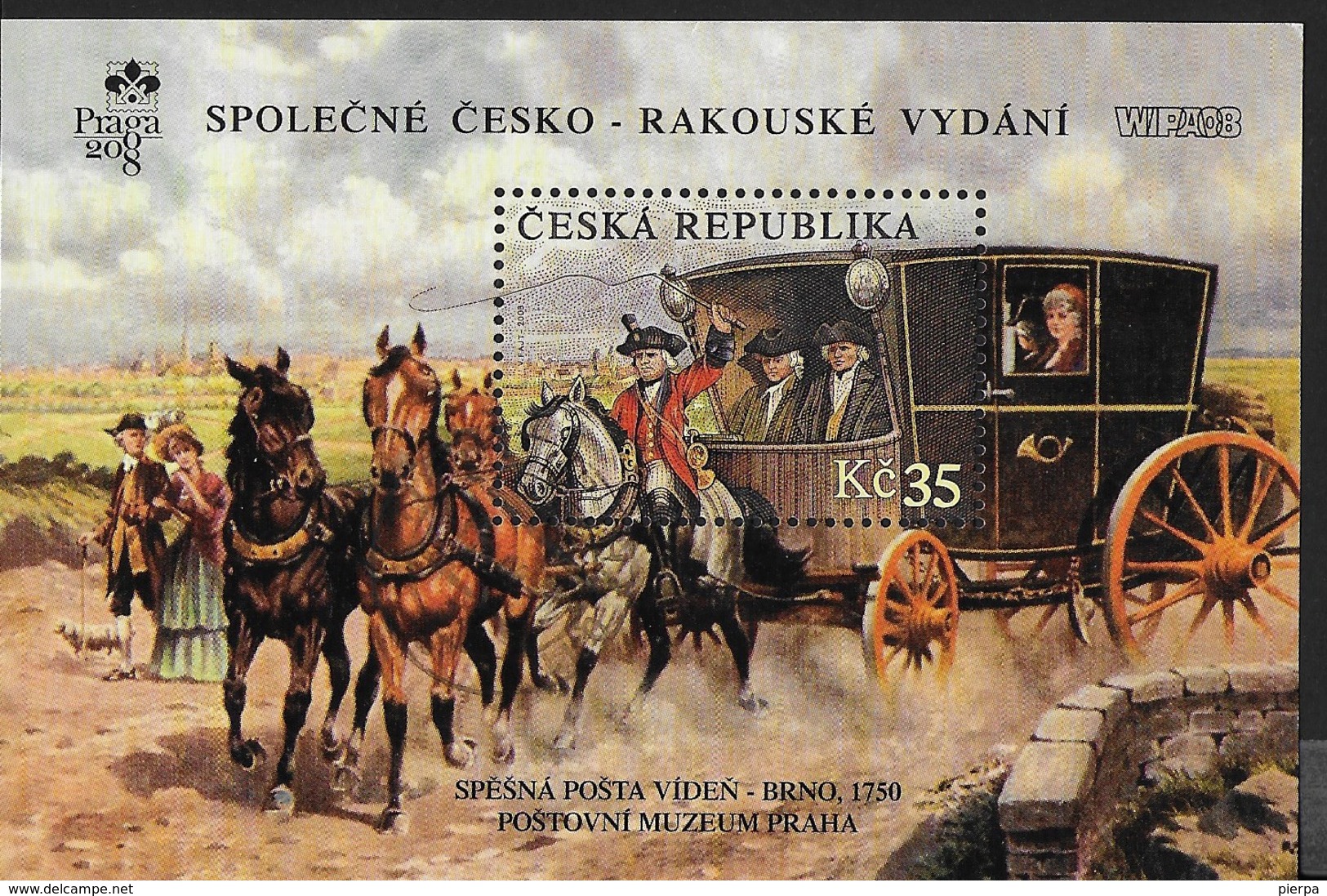 REPUBBLICA CECA -PRAGA 2008 - ESPOSIZIONE FILATELICA INTERNAZIONALE - FOGLIETTO USATO - Philatelic Exhibitions