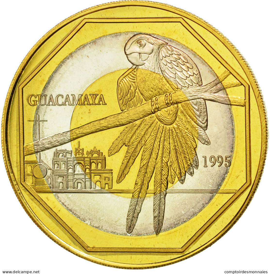 Monnaie, Guatemala, 50 Quetzales, 1995, Tower, SPL, Tri-Metallic, KM:3c.1 - Guatemala