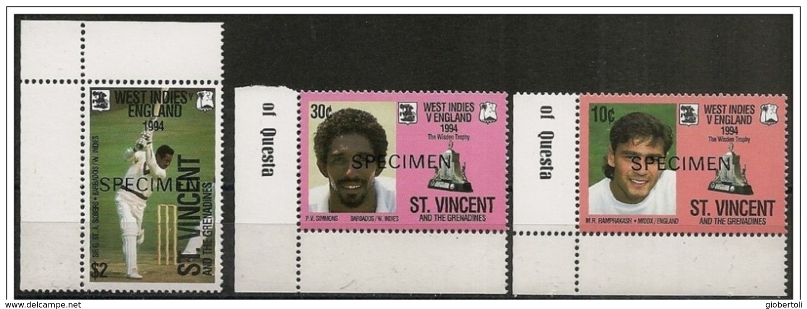 St. Vincent/Saint-Vincent: Specimen, Famosi Giocatori Di Cricket, Famous Cricketers, Joueurs De Cricket Célèbres - Cricket
