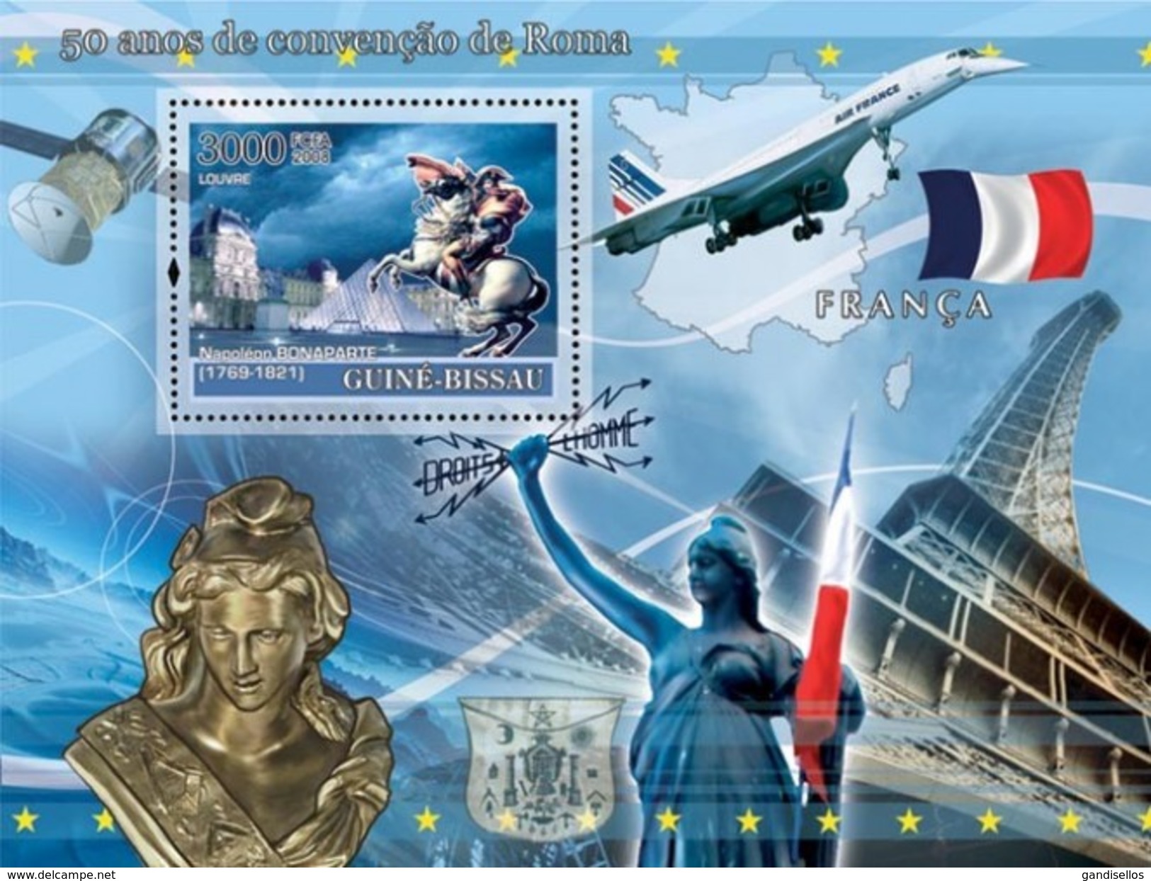 GUINE BISSAU 2008 SHEET CONCORDE PLANES AVIONS AVIATION NAPOLEON SPACE TOWER EIFFEL TREATY OF ROME MONUMENTS Gb8104b - Guinea-Bissau