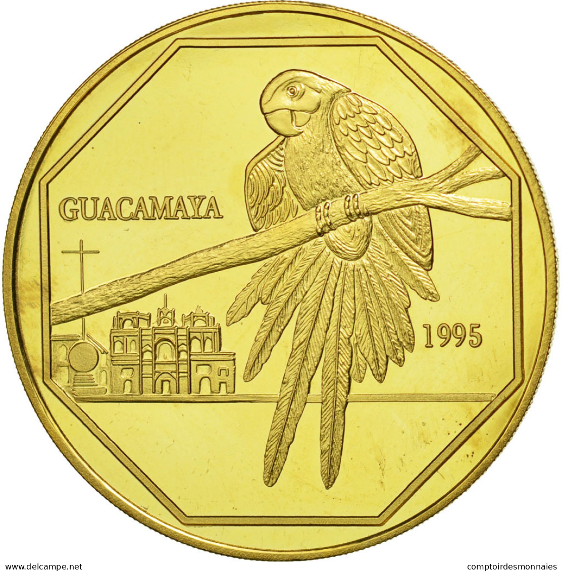 Monnaie, Guatemala, 50 Quetzales, 1995, Tower, SPL, Gilt Alloy, KM:3b.1 - Guatemala