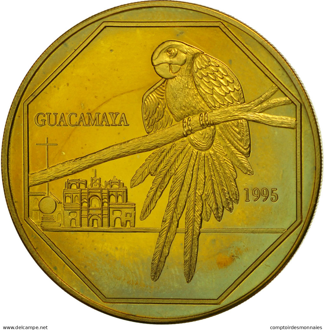 Monnaie, Guatemala, 50 Quetzales, 1995, Tower, SPL, Laiton, KM:3a.1 - Guatemala