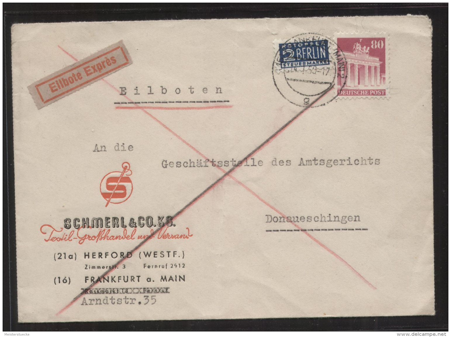 BiZone - MiNr. 94 Als EF Auf Eil-Brief - Gelaufen FRANKFURT 14.1.1950 - Sonstige & Ohne Zuordnung