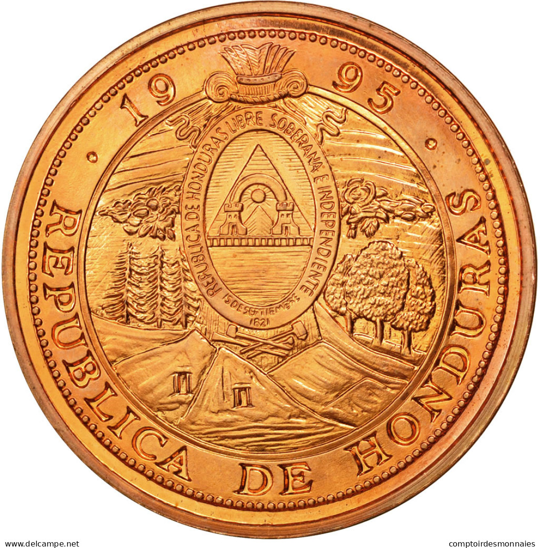 Monnaie, Honduras, 10 Lempiras, 1995, Tower, SPL, Cuivre, KM:1e.2 - Honduras