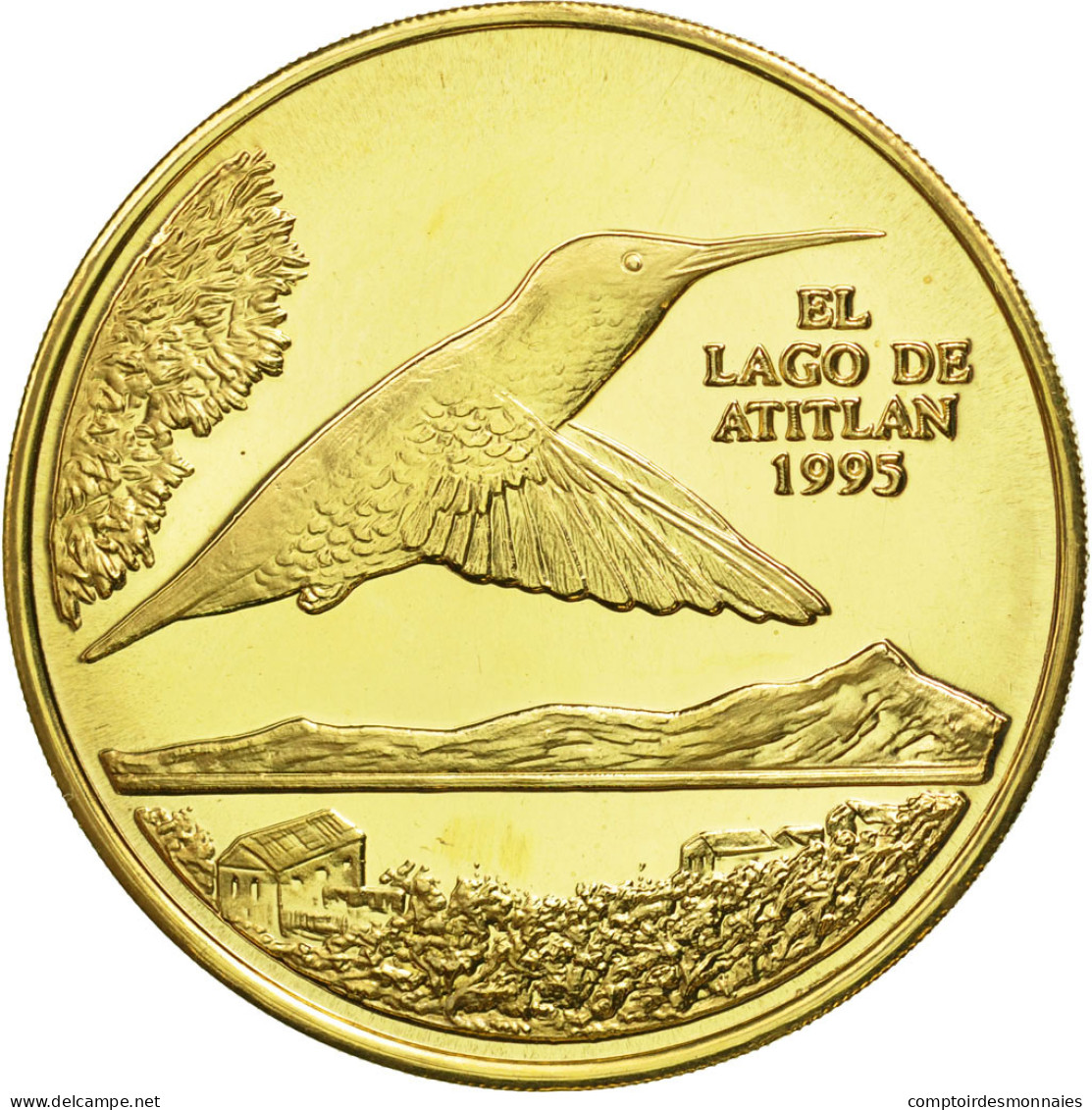 Monnaie, Guatemala, Quetzal, 1995, Tower, SPL, Gilt Alloy, KM:1b.1 - Guatemala