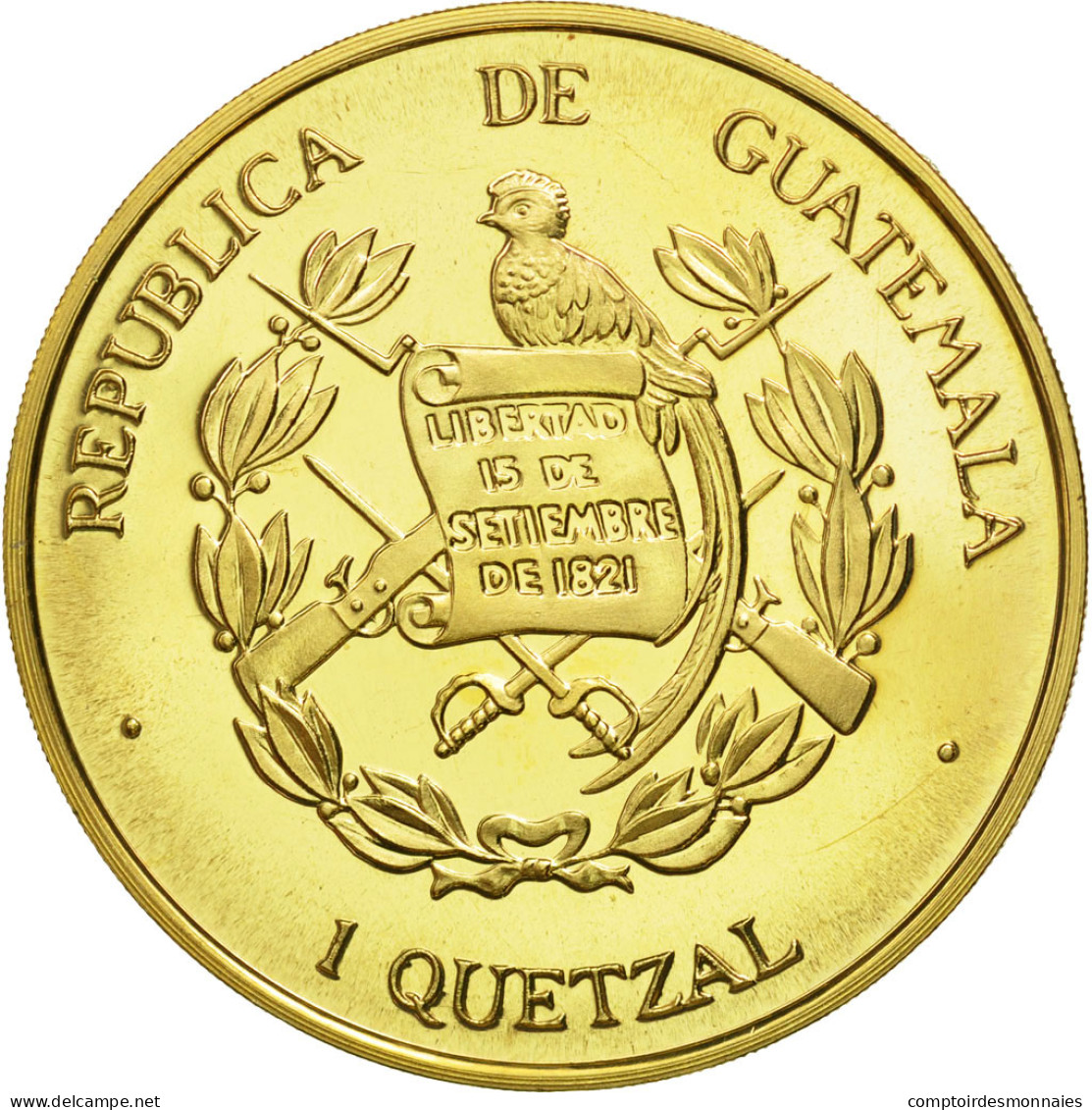 Monnaie, Guatemala, Quetzal, 1995, Tower, SPL, Gilt Alloy, KM:1b.1 - Guatemala